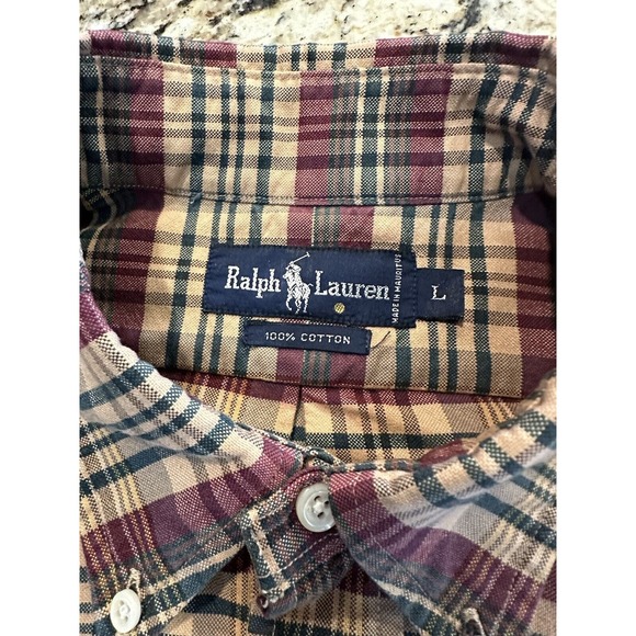 Ralph Lauren Plaid Shirt Classic Fit Heavier Cotton Mens Size Large Long Sleeve - Picture 4 of 9